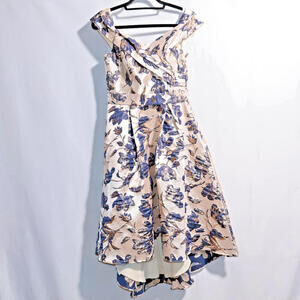 Oleg Cassini Brocade Off the Shoulder High Low Dress 6‎ Formal Floral Stunning